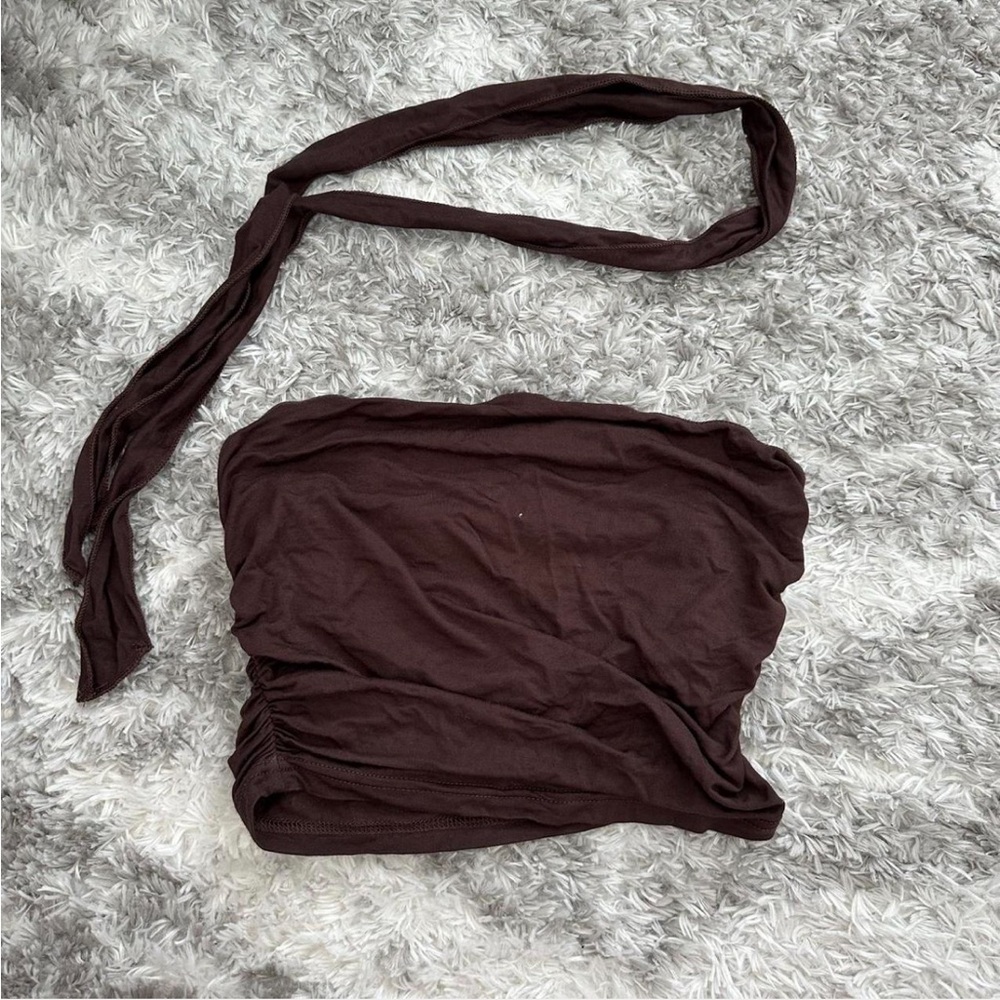 Brown Tube Top with Neck Wrap